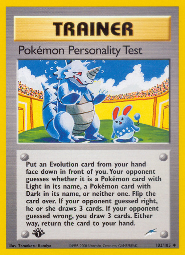 Pokemon Personality Test (102/105) [Neo Destiny 1st Edition] | Jomio and Rueliete's Cards and Comics