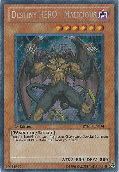 Destiny HERO - Malicious [RYMP-EN034] Secret Rare | Jomio and Rueliete's Cards and Comics