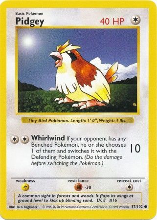 Pidgey (57/102) [Base Set Shadowless Unlimited] | Jomio and Rueliete's Cards and Comics