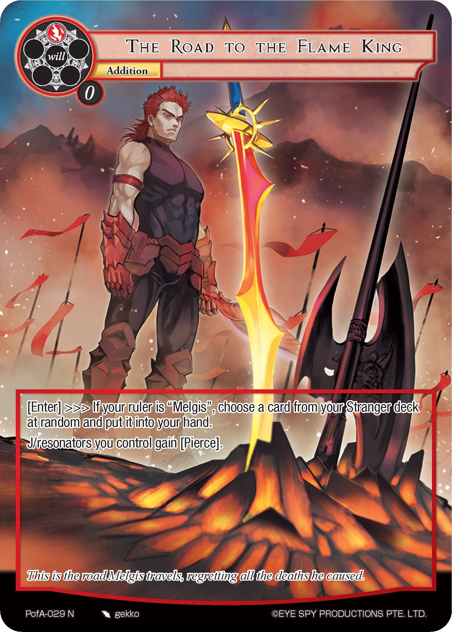 The Road to the Flame King (Full Art) (PofA-029) [Alice Origin IV: Prologue of Attoractia] | Jomio and Rueliete's Cards and Comics