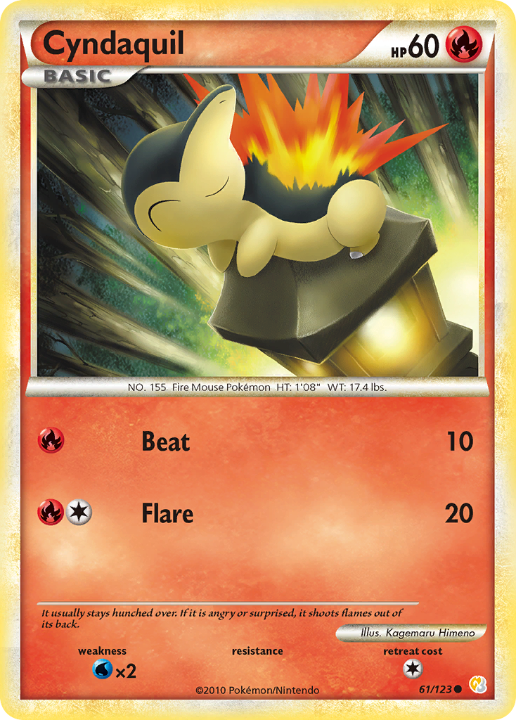 Cyndaquil (61/123) [HeartGold & SoulSilver: Base Set] | Jomio and Rueliete's Cards and Comics