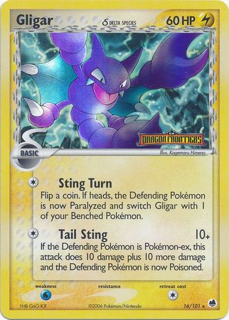 Gligar (16/101) (Delta Species) (Stamped) [EX: Dragon Frontiers] | Jomio and Rueliete's Cards and Comics