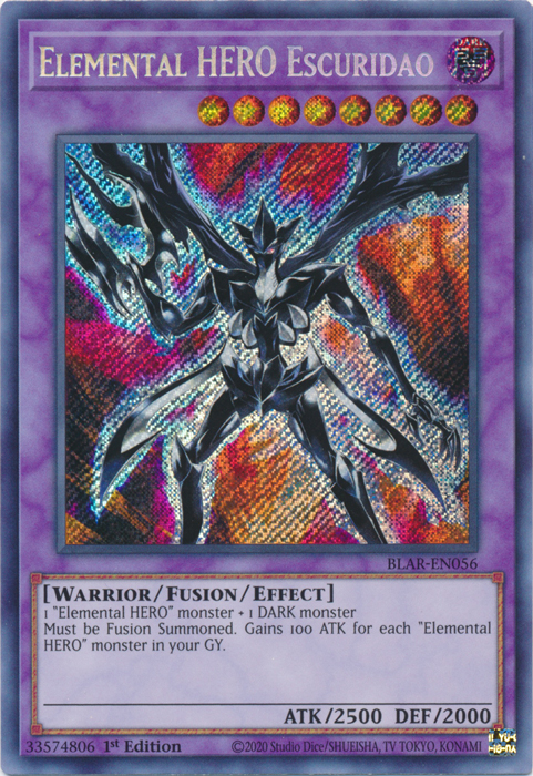 Elemental HERO Escuridao [BLAR-EN056] Secret Rare | Jomio and Rueliete's Cards and Comics