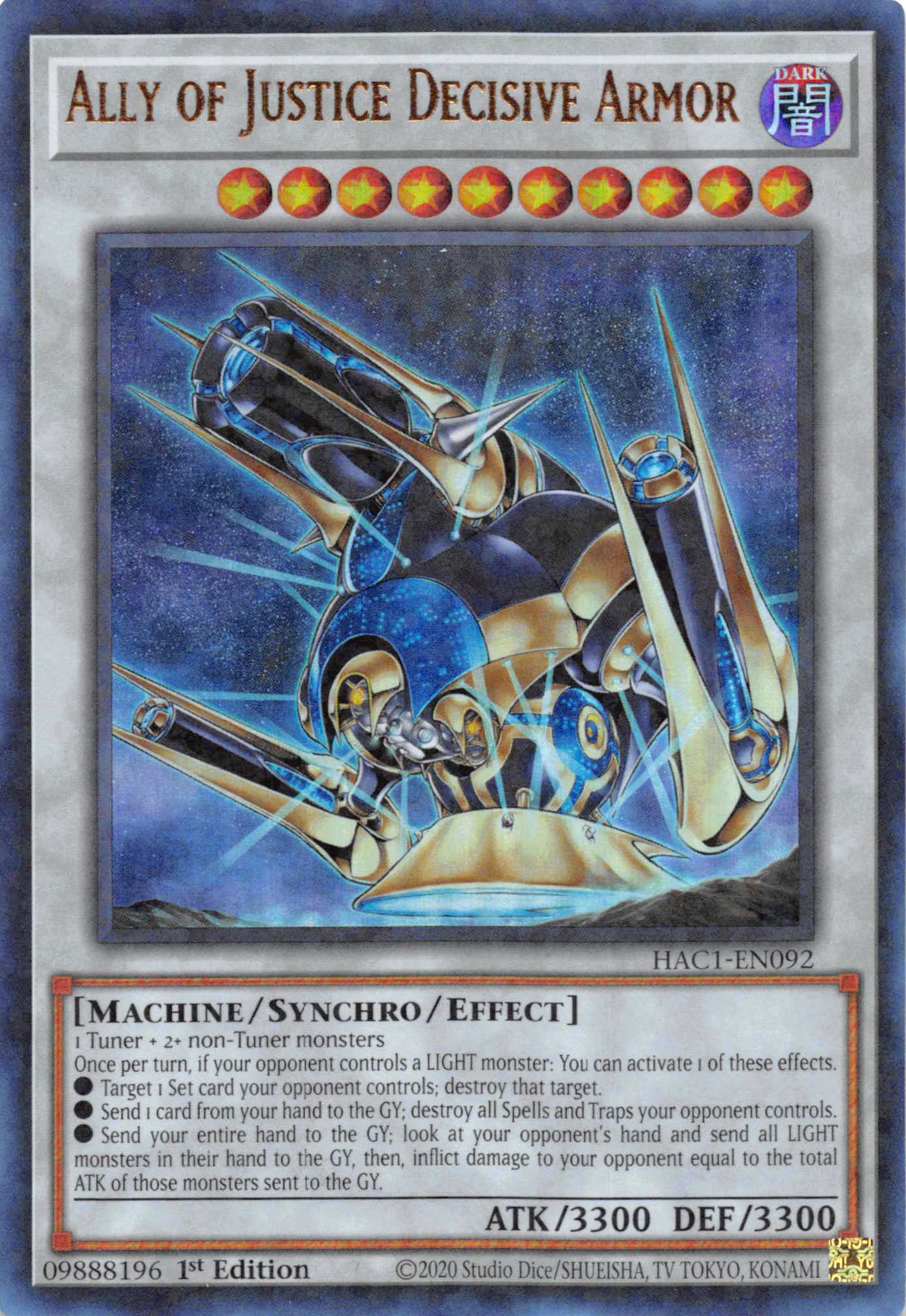 Ally of Justice Decisive Armor (Duel Terminal) [HAC1-EN092] Parallel Rare | Jomio and Rueliete's Cards and Comics
