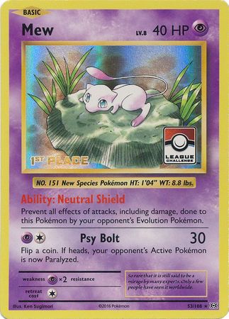 Mew (53/108) (League Promo 1st Place) [XY: Evolutions] | Jomio and Rueliete's Cards and Comics