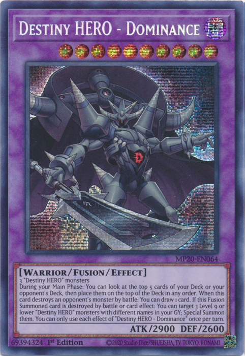 Destiny HERO - Dominance [MP20-EN064] Prismatic Secret Rare | Jomio and Rueliete's Cards and Comics