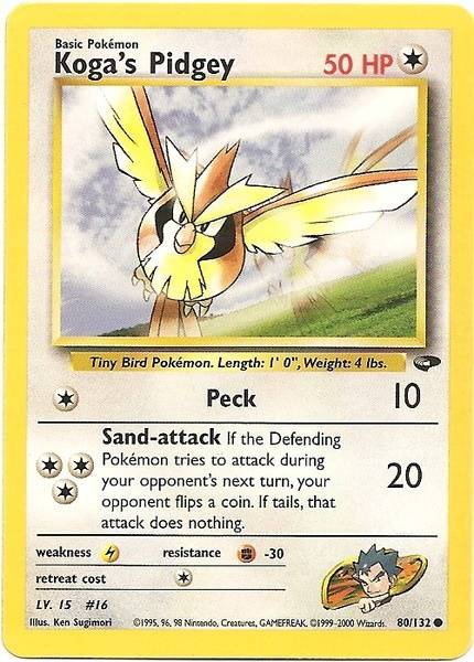 Koga's Pidgey (80/132) [Gym Challenge Unlimited] | Jomio and Rueliete's Cards and Comics