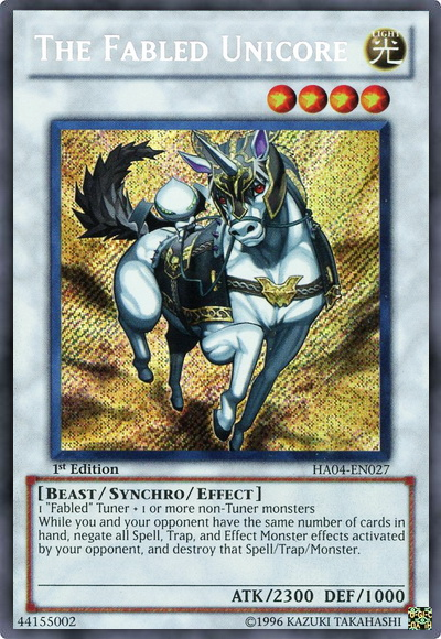 The Fabled Unicore [HA04-EN027] Secret Rare | Jomio and Rueliete's Cards and Comics