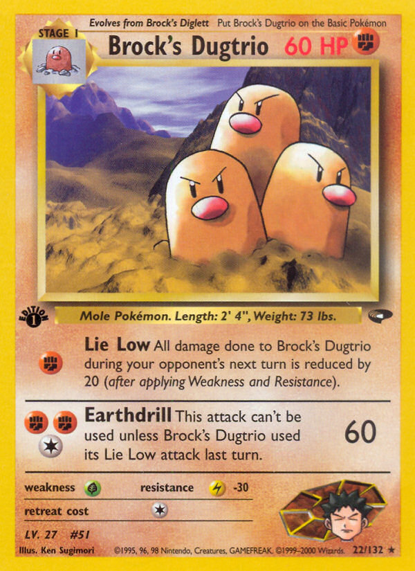 Brock's Dugtrio (22/132) [Gym Challenge 1st Edition] | Jomio and Rueliete's Cards and Comics
