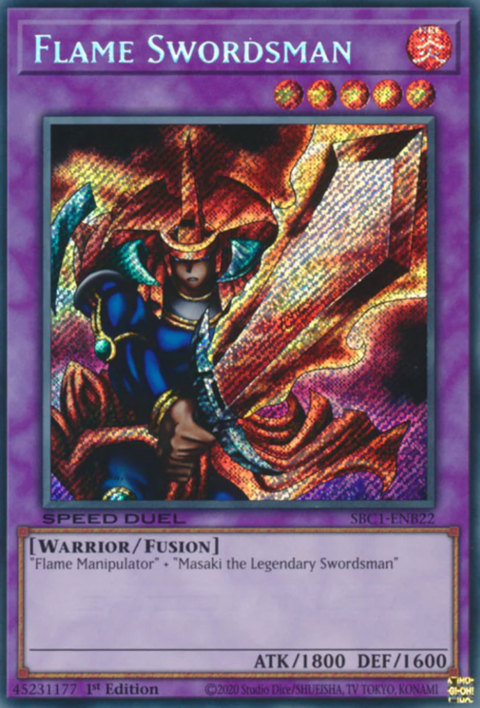 Flame Swordsman [SBC1-ENB22] Secret Rare | Jomio and Rueliete's Cards and Comics