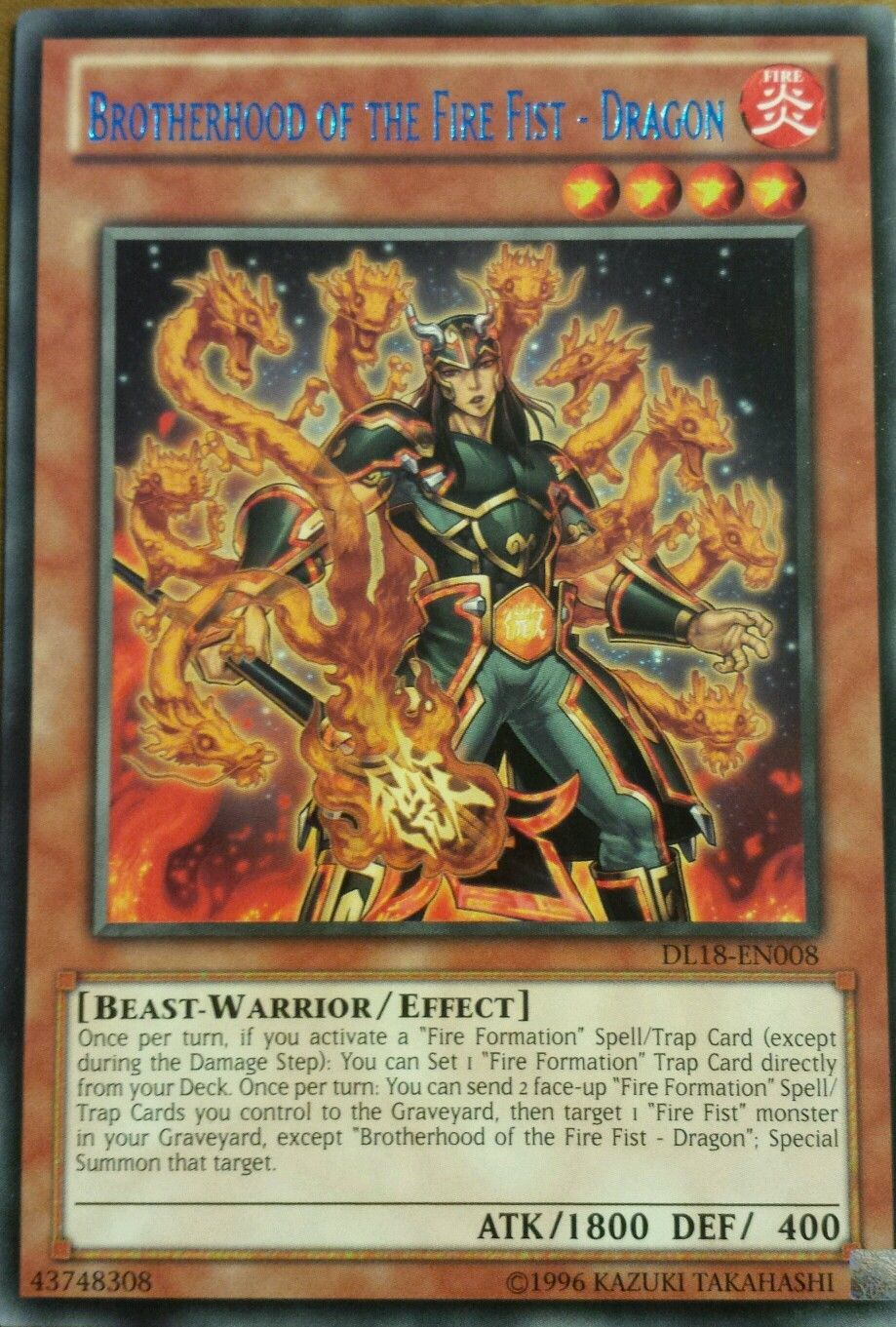 Brotherhood of the Fire Fist - Dragon (Blue) [DL18-EN008] Rare | Jomio and Rueliete's Cards and Comics
