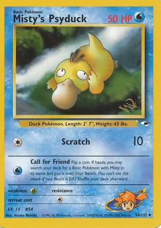 Misty's Psyduck (54/132) (W Stamped Promo) [Gym Heroes Unlimited] | Jomio and Rueliete's Cards and Comics