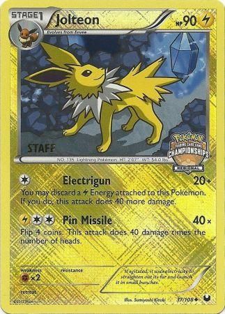 Jolteon (37/108) (Regional Championship 2013 Promo Staff) [Black & White: Dark Explorers] | Jomio and Rueliete's Cards and Comics