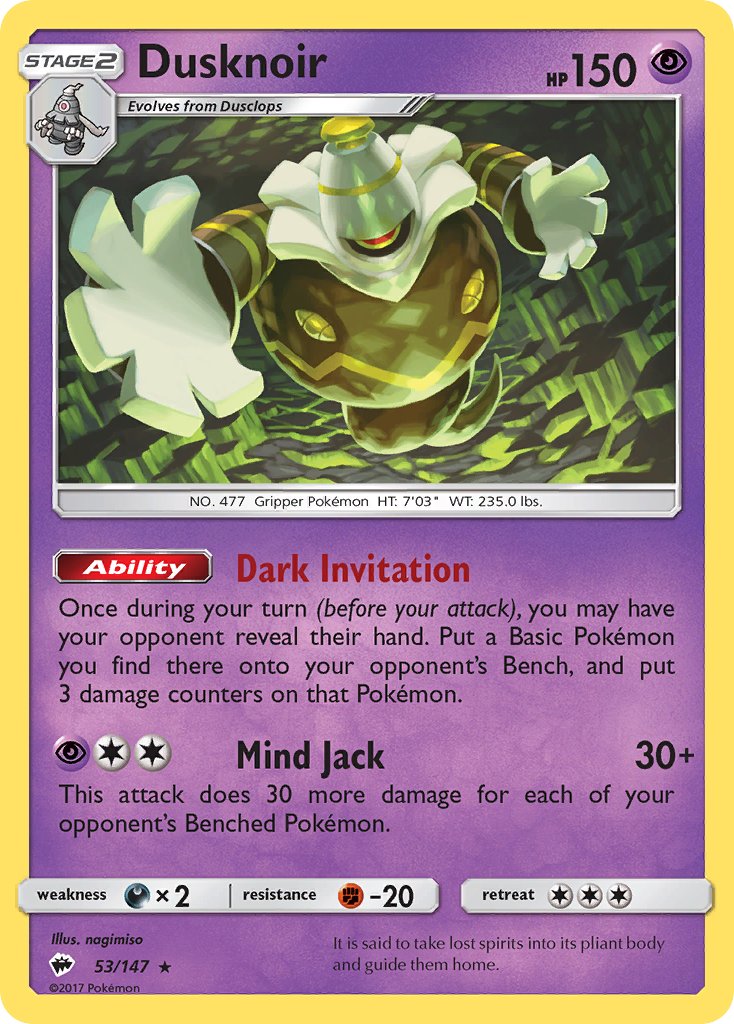 Dusknoir (53/147) (Theme Deck Exclusive) [Sun & Moon: Burning Shadows] | Jomio and Rueliete's Cards and Comics