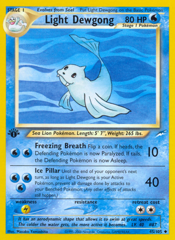 Light Dewgong (45/105) [Neo Destiny 1st Edition] | Jomio and Rueliete's Cards and Comics