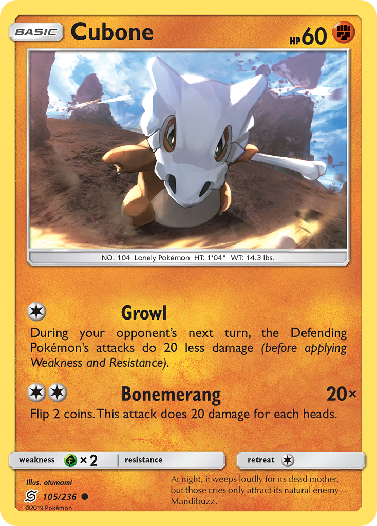 Cubone (105/236) [Sun & Moon: Unified Minds] | Jomio and Rueliete's Cards and Comics