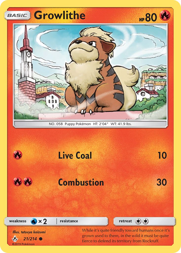 Growlithe (21/214) [Sun & Moon: Unbroken Bonds] | Jomio and Rueliete's Cards and Comics