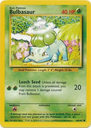 Bulbasaur (44/102) [Base Set Unlimited] | Jomio and Rueliete's Cards and Comics