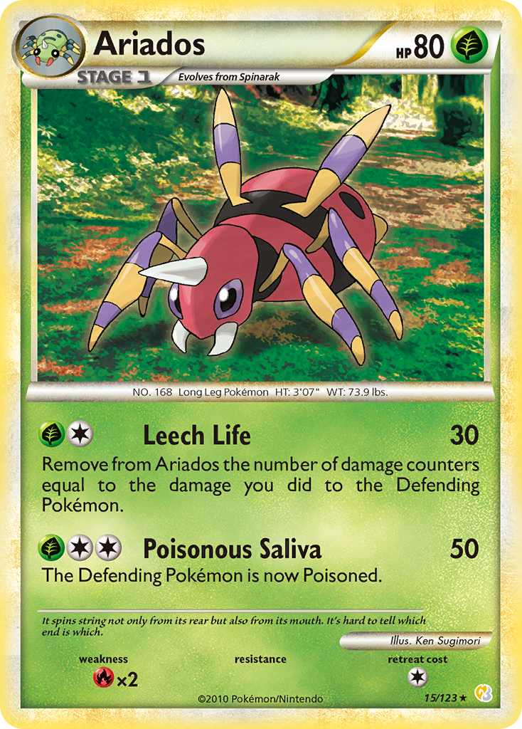 Ariados (15/123) [HeartGold & SoulSilver: Base Set] | Jomio and Rueliete's Cards and Comics