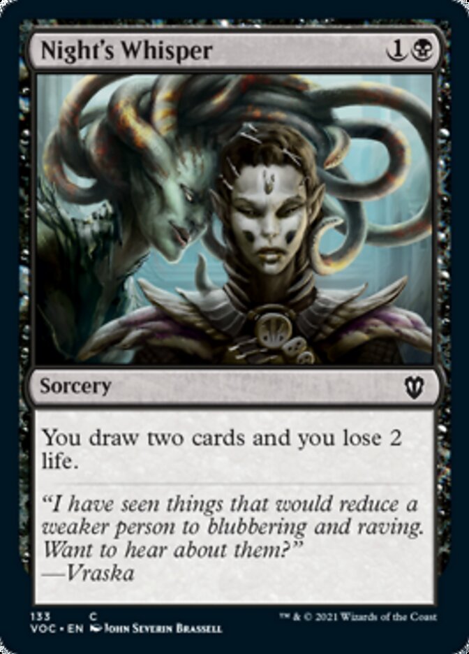 Night's Whisper [Innistrad: Crimson Vow Commander] | Jomio and Rueliete's Cards and Comics