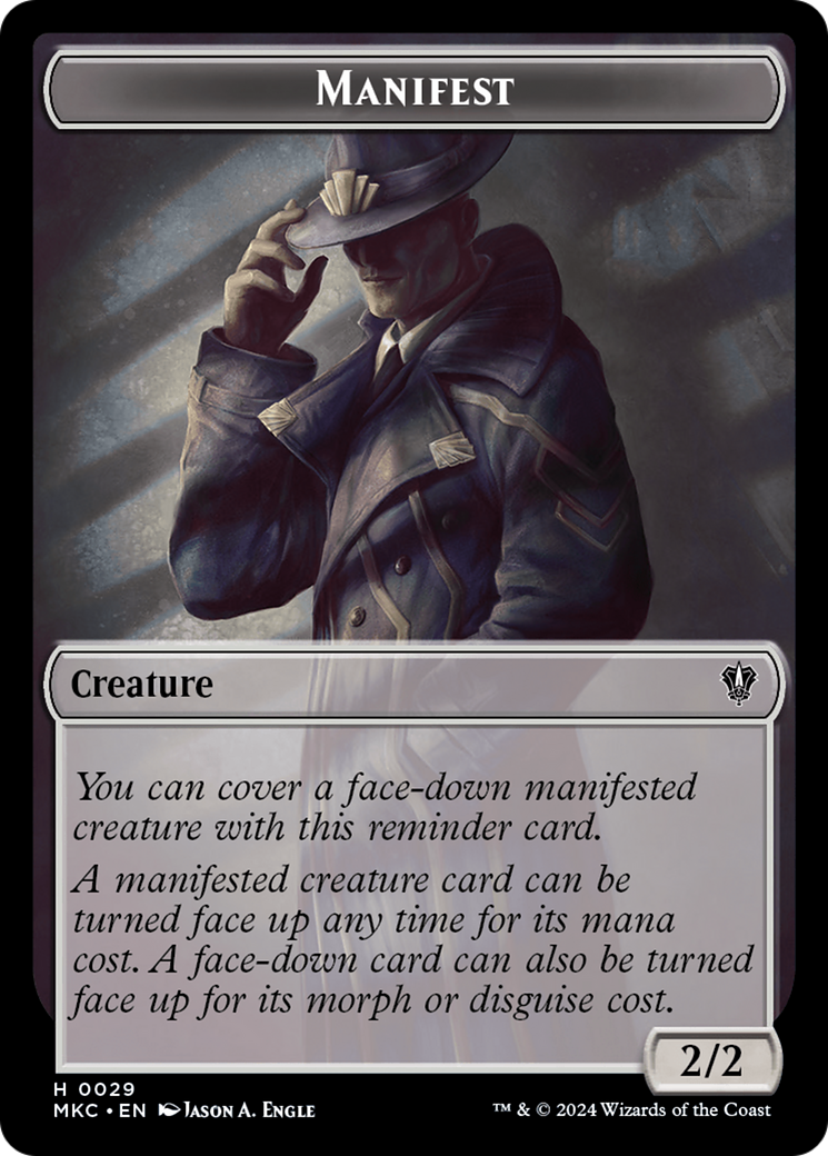 Saproling // Manifest Double-Sided Token [Murders at Karlov Manor Commander Tokens] | Jomio and Rueliete's Cards and Comics