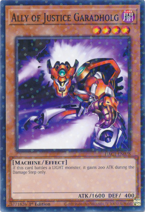 Ally of Justice Garadholg (Duel Terminal) [HAC1-EN078] Common | Jomio and Rueliete's Cards and Comics