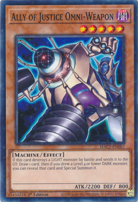 Ally of Justice Omni-Weapon (Duel Terminal) [HAC1-EN087] Common | Jomio and Rueliete's Cards and Comics