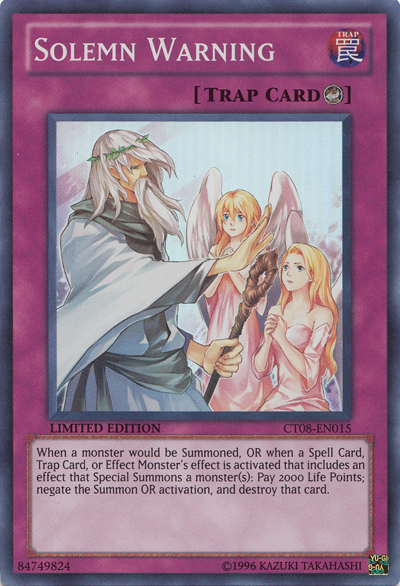 Solemn Warning [CT08-EN015] Super Rare | Jomio and Rueliete's Cards and Comics