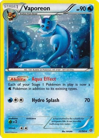 Vaporeon (22/98) (Cosmos Holo) [XY: Ancient Origins] | Jomio and Rueliete's Cards and Comics