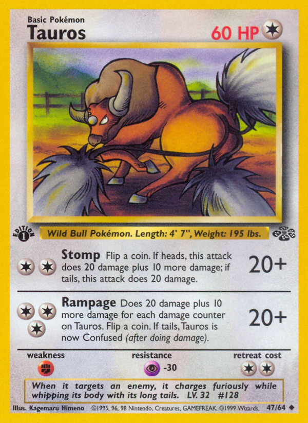 Tauros (47/64) [Jungle 1st Edition] | Jomio and Rueliete's Cards and Comics