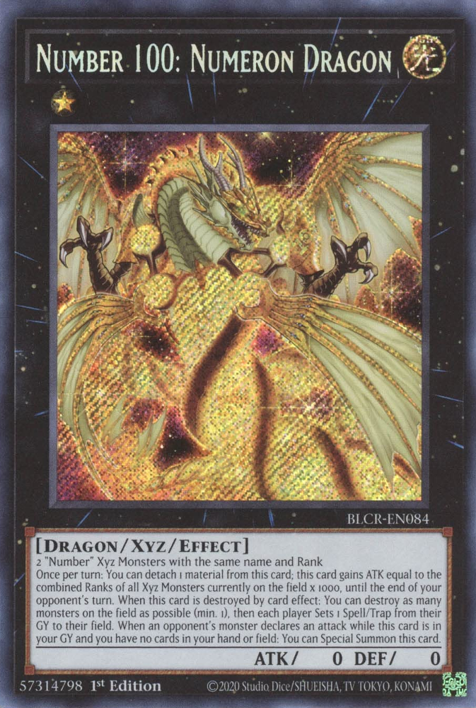 Number 100: Numeron Dragon [BLCR-EN084] Secret Rare | Jomio and Rueliete's Cards and Comics