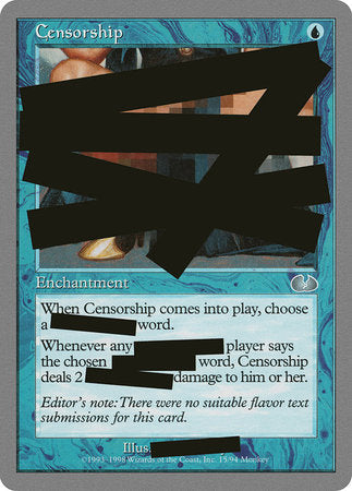 Censorship [Unglued] | Jomio and Rueliete's Cards and Comics