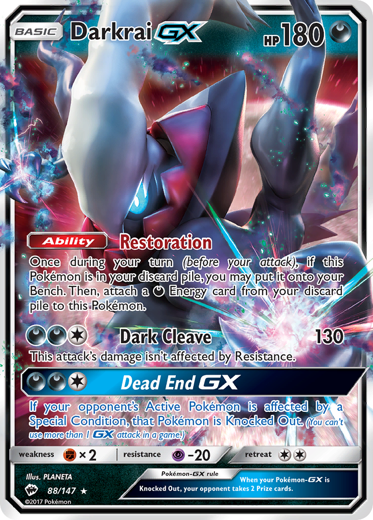 Darkrai GX (88/147) [Sun & Moon: Burning Shadows] | Jomio and Rueliete's Cards and Comics