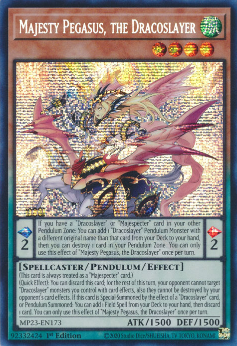 Majesty Pegasus, the Dracoslayer [MP23-EN173] Prismatic Secret Rare | Jomio and Rueliete's Cards and Comics