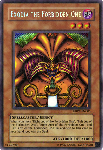 Exodia the Forbidden One [UBP1-EN005] Secret Rare | Jomio and Rueliete's Cards and Comics