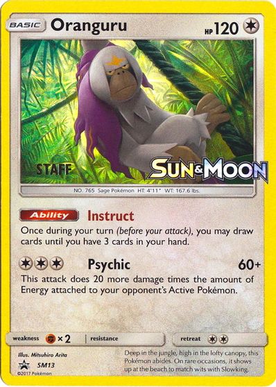 Oranguru (SM13) (Staff Prerelease Promo) [Sun & Moon: Black Star Promos] | Jomio and Rueliete's Cards and Comics