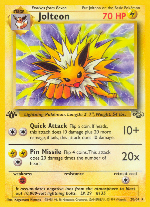 Jolteon (20/64) [Jungle 1st Edition] | Jomio and Rueliete's Cards and Comics