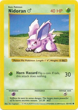 Nidoran (55/102) (Male) [Base Set Shadowless Unlimited] | Jomio and Rueliete's Cards and Comics