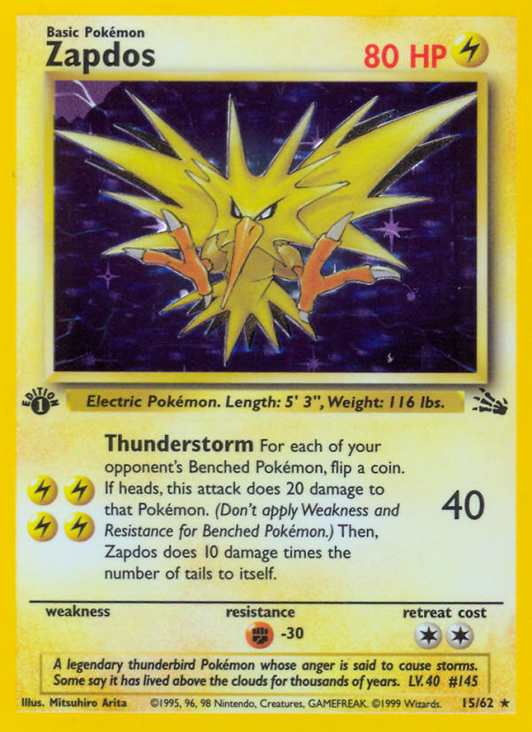 Zapdos (15/62) [Fossil 1st Edition] | Jomio and Rueliete's Cards and Comics