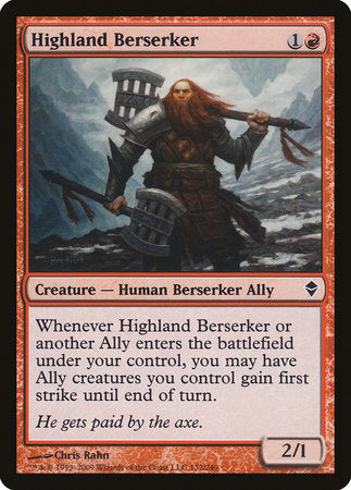 Highland Berserker [Zendikar] | Jomio and Rueliete's Cards and Comics