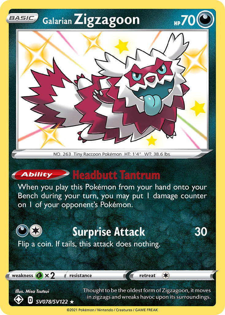 Galarian Zigzagoon (SV078/SV122) [Sword & Shield: Shining Fates] | Jomio and Rueliete's Cards and Comics