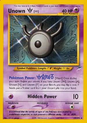 Unown [W] (29/105) [Neo Destiny Unlimited] | Jomio and Rueliete's Cards and Comics