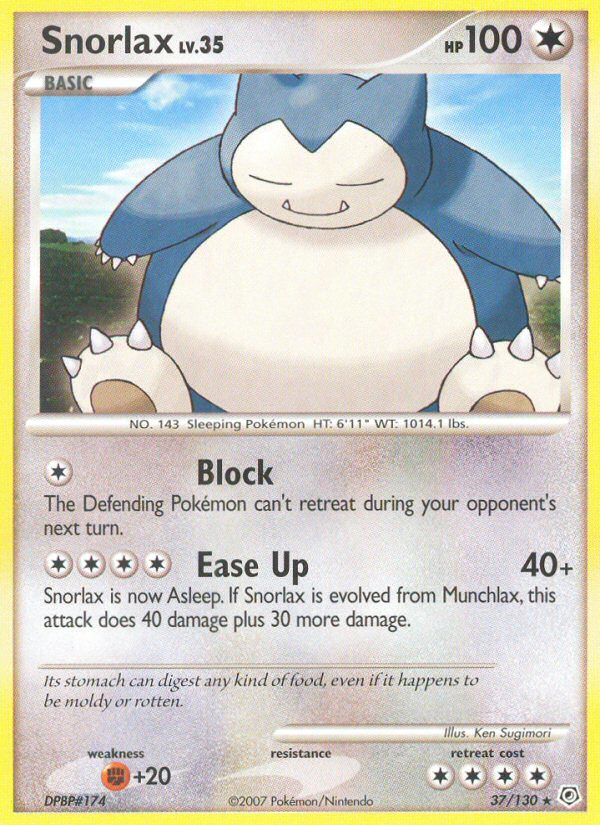 Snorlax (37/130) [Diamond & Pearl: Base Set] | Jomio and Rueliete's Cards and Comics
