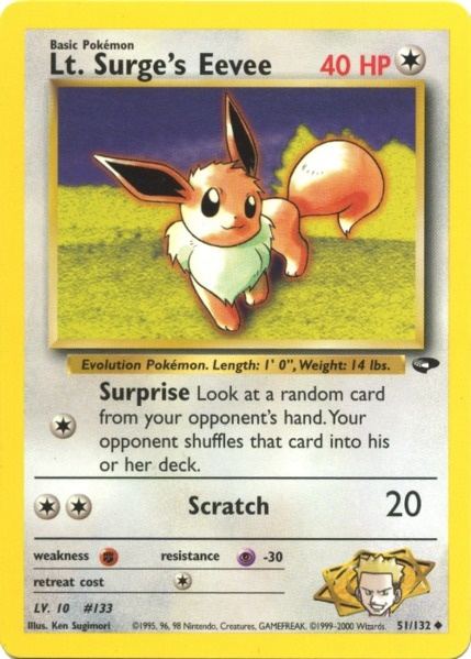 Lt. Surge's Eevee (51/132) [Gym Challenge Unlimited] | Jomio and Rueliete's Cards and Comics