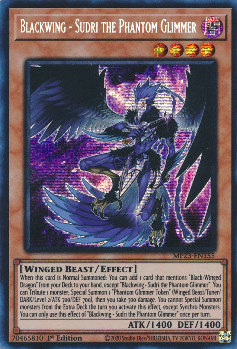 Blackwing - Sudri the Phantom Glimmer [MP23-EN155] Prismatic Secret Rare | Jomio and Rueliete's Cards and Comics