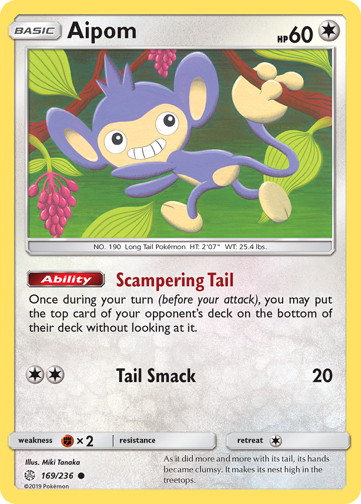 Aipom (169/236) [Sun & Moon: Cosmic Eclipse] | Jomio and Rueliete's Cards and Comics