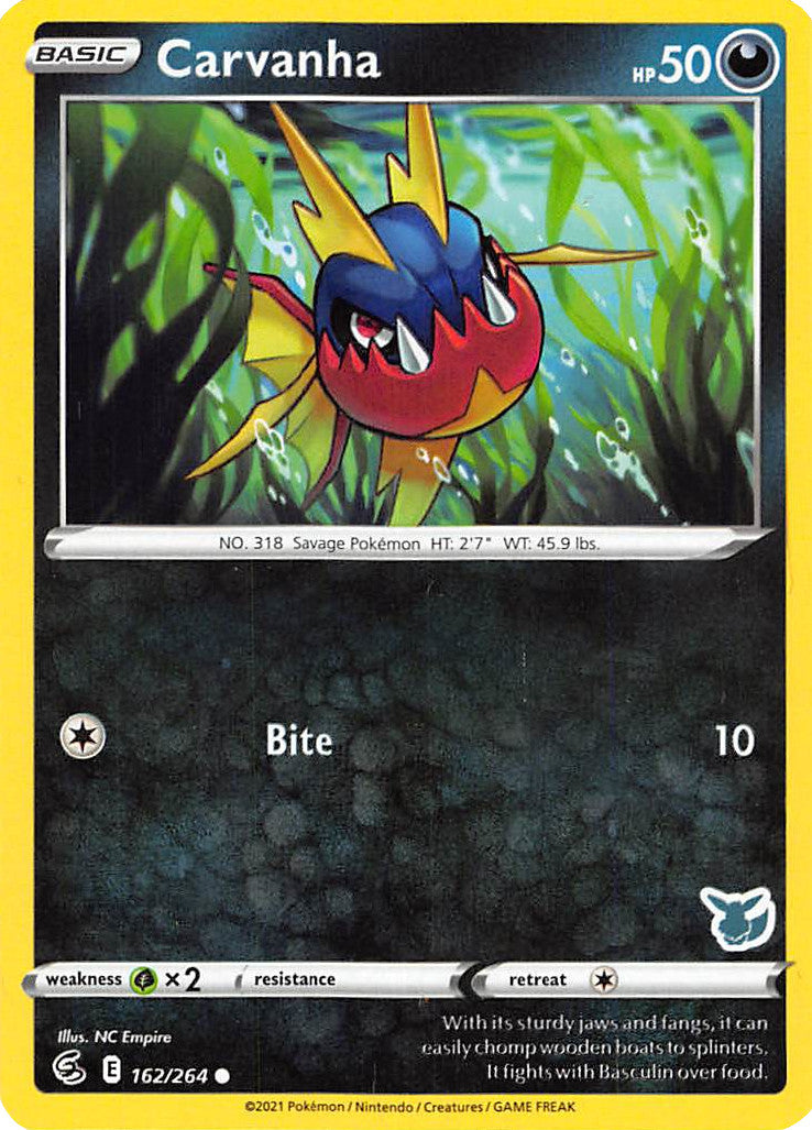 Carvanha (162/264) (Eevee Deck) [Battle Academy 2022] | Jomio and Rueliete's Cards and Comics
