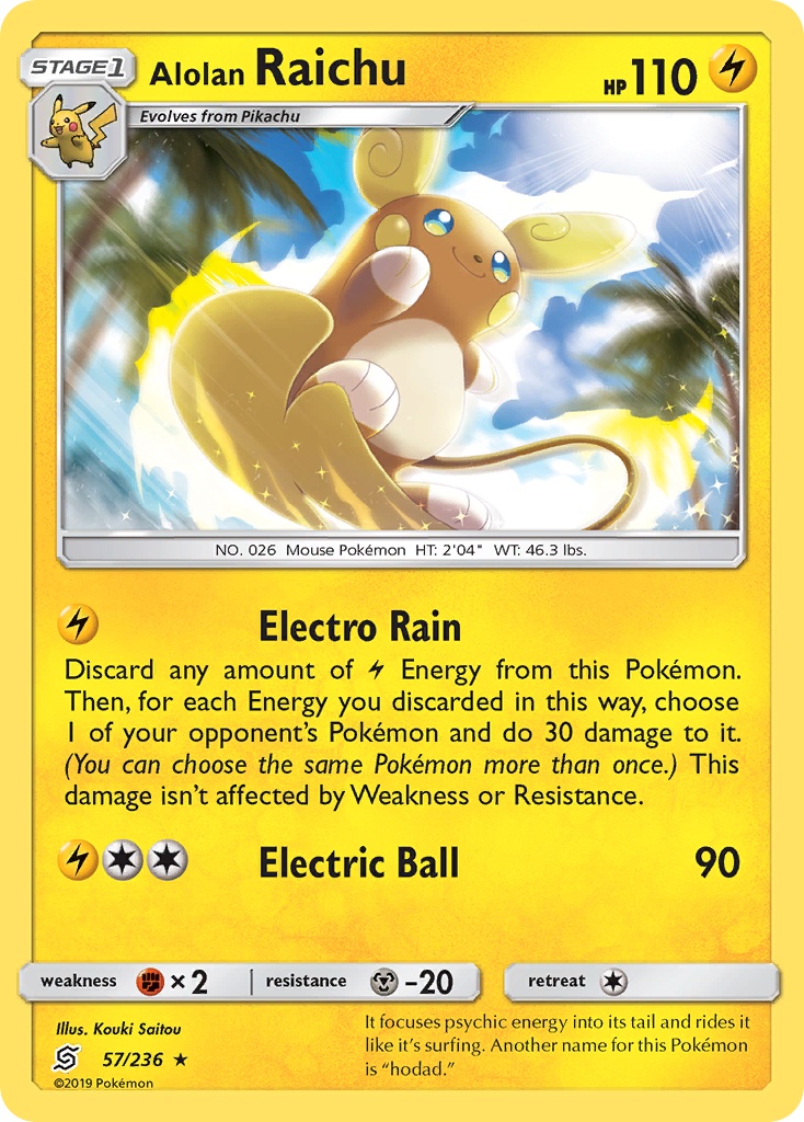 Alolan Raichu (57/236) [Sun & Moon: Unified Minds] | Jomio and Rueliete's Cards and Comics