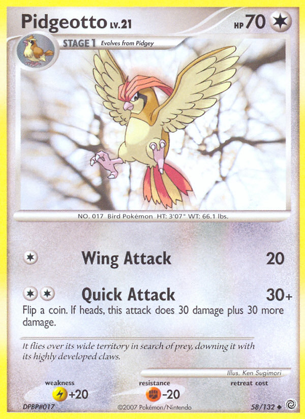 Pidgeotto (58/132) [Diamond & Pearl: Secret Wonders] | Jomio and Rueliete's Cards and Comics