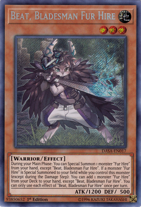 Beat, Bladesman Fur Hire [DASA-EN017] Secret Rare | Jomio and Rueliete's Cards and Comics
